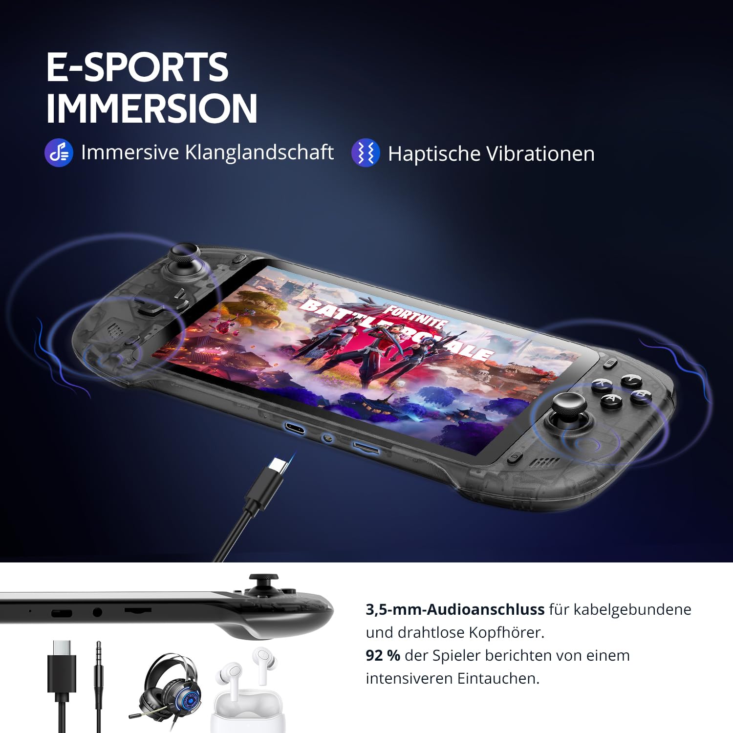 OnePro Cloud Handheld Tragbare Remote-Play-Gaming-Konsole, für Xbox Cloud Gaming, NVIDIA GeForce NOW, PlayStation, PC, lange Akkulaufzeit, 7" 1080P Touchscreen, leichtes Retro-Handheld-Spielgerät – 64