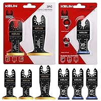 Vista 14 de KELIN Kit de 116 cuchillas oscilantes multiherramienta, 4 tipos de hojas de sierra de titanio para madera, metal, paneles de yeso, tuberías, se