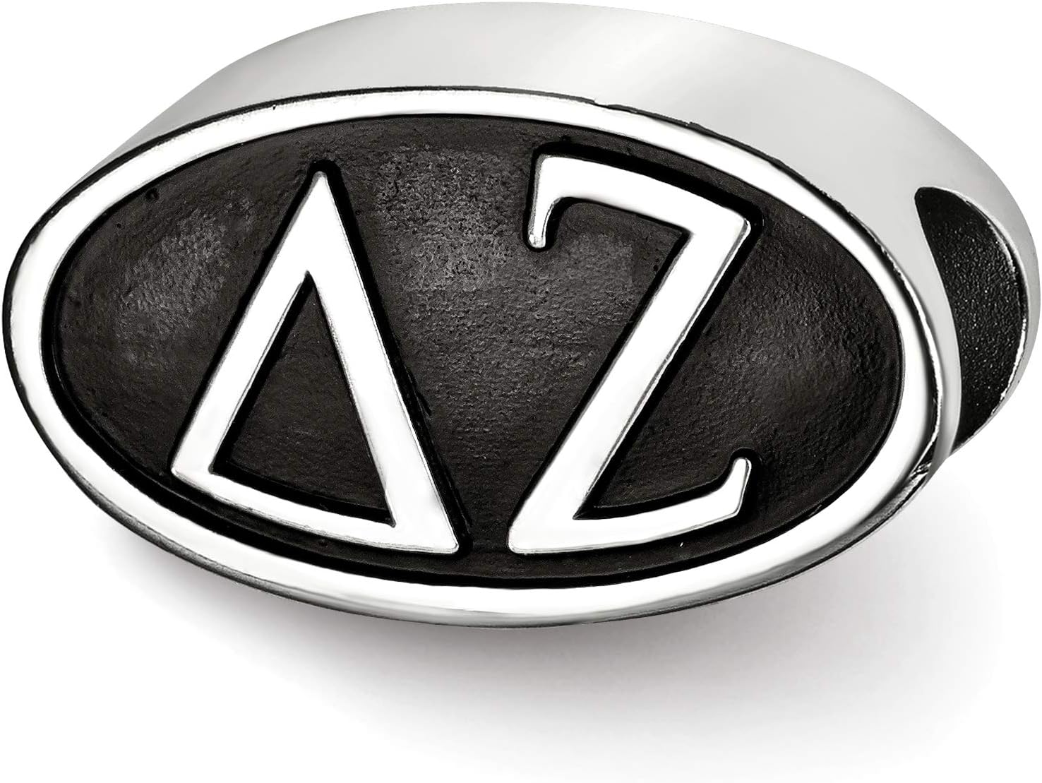 Sterling Silver Logoart Delta Zeta Oval Letters Bead, Sterling Silver