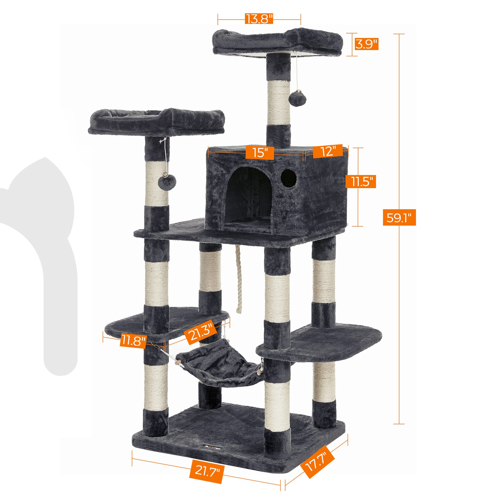 Buy FEANDREA MultiLevel Cat Tree for Big Cats, Stable Cat Tower Online
