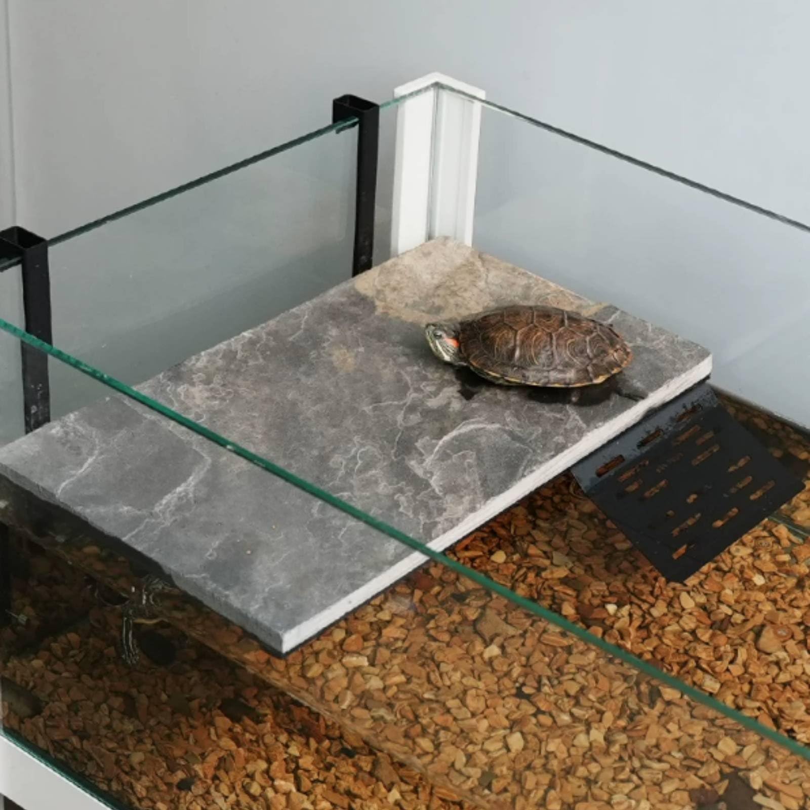 hängende Schildkrötenplattform leicht zu befestigen Schildkröten- Sonnenplatz rutschfest basking Plattform für Aquarium, Groß, Verbesserter Ausbruchschutz