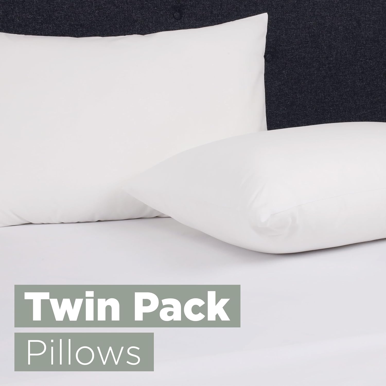 White Standard Bed Pillow Insert - Premium Polyester Cotton Blend - Down Alternative Fill - Pillows 2 Pack for Side,Back or Stomach Sleepers - Soft & Cozy Standard Pillow (Standard,White)