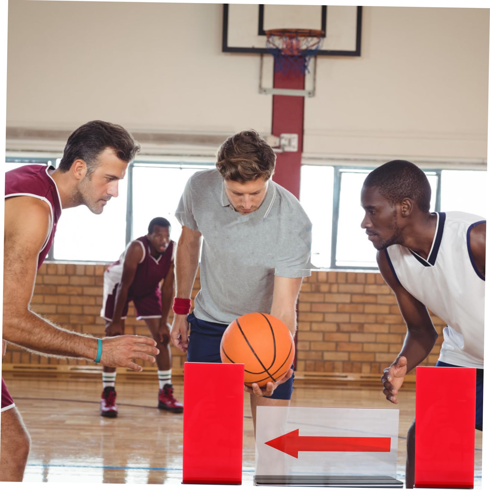 WOONEKY Tabellone Penalità per Basket in Acrilico Rosso Frecce Convertibili, Facile da Usare, Accessorio Professionale per Giochi e Competizioni di Pallacanestro