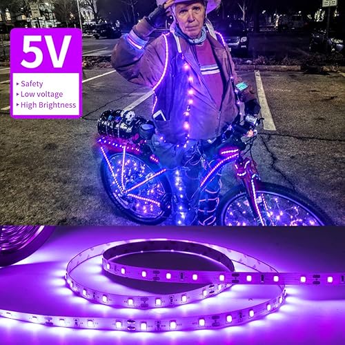 Miniatura 3 de Tira de luces LED negras USB de 33 pies, funciona con pilas, luz negra de 300 LED para dormitorio, sala de vidrio, Halloween, fiesta de neón