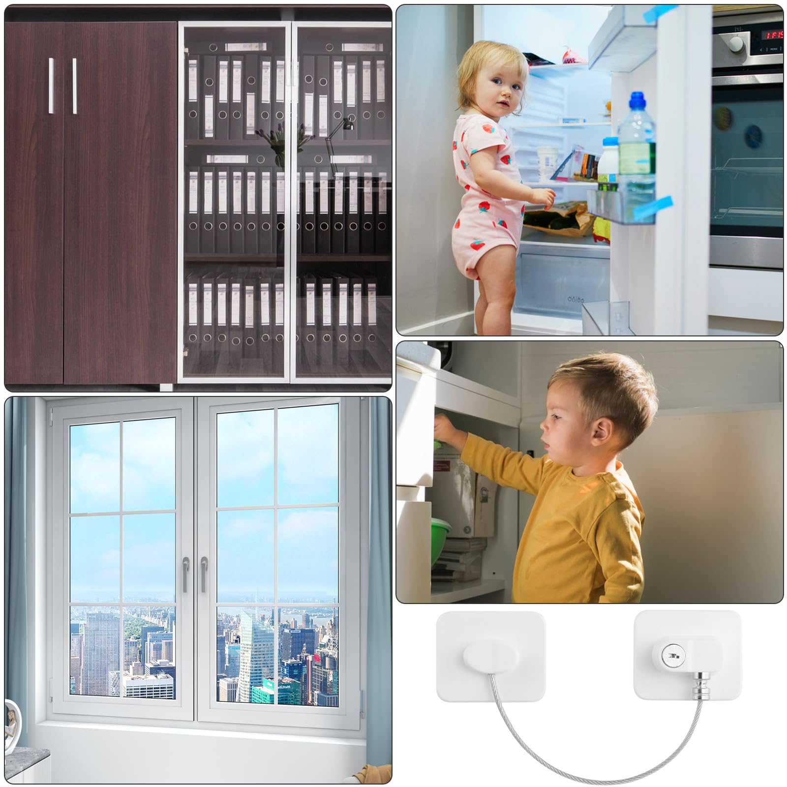 2 Lucchetti Sicurezza Per Frigorifero E Armadi - Con Chiave, Adesivo, Blocco Bambini, 25cm - Foto 12