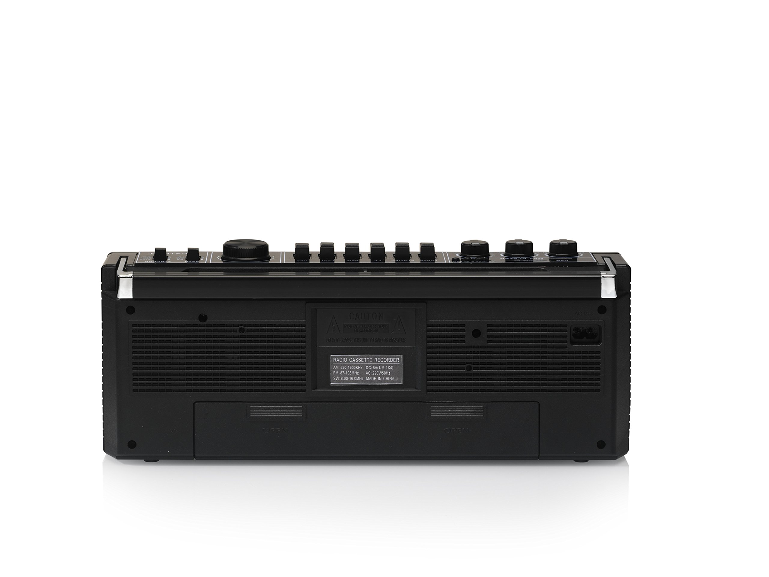 Ricatech PR 1980 reproductor de potencia, radiocasetera, casete, reproductor de cintas, radio AM, FM, SO 3 bandas sonoras, admite tarjetas USB y SD, Negro