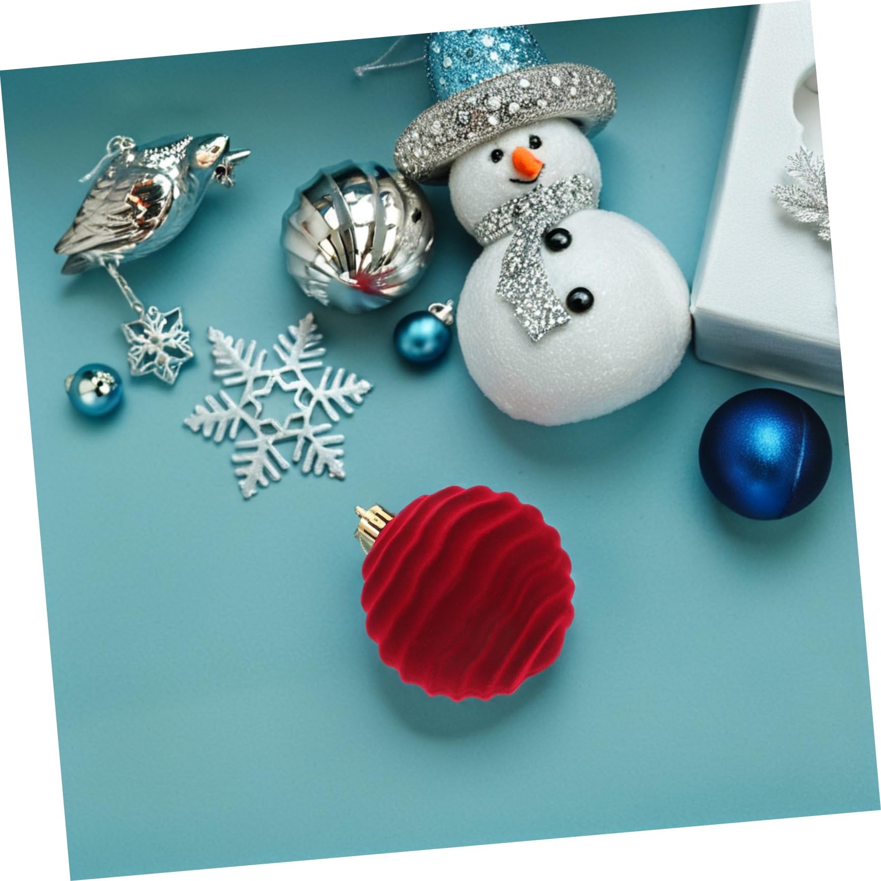Abaodam 12stücke Christbaumkugeln Rot und Grün Beflockt für Weihnachtsbaumdekoration Weihnachtsschmuck Hängende Kugelförmige Weihnachtskugeln