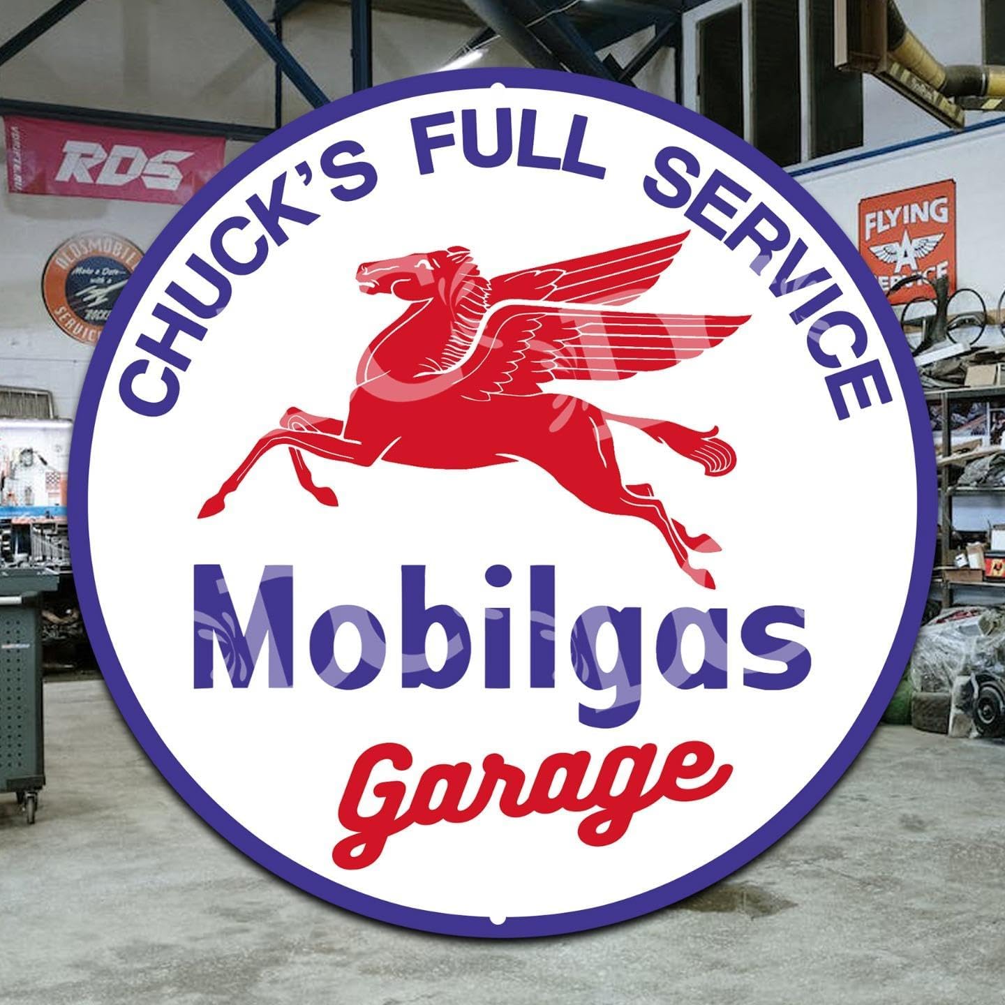 Mobile Gas Station Personalized Medium 18" Metal Wall Sign