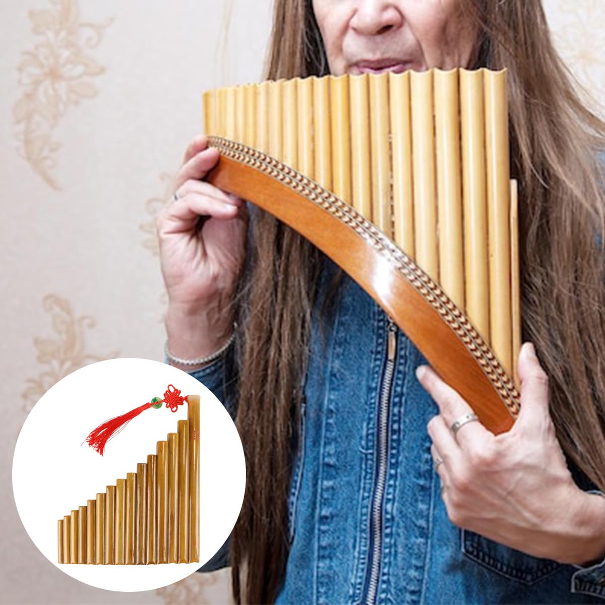 Gorise Fl?te de Pan, 15 fl?tes de Pan, fl?te de Pan en bambou naturel accordée en sol majeur, 15 fl?tes pour débutants