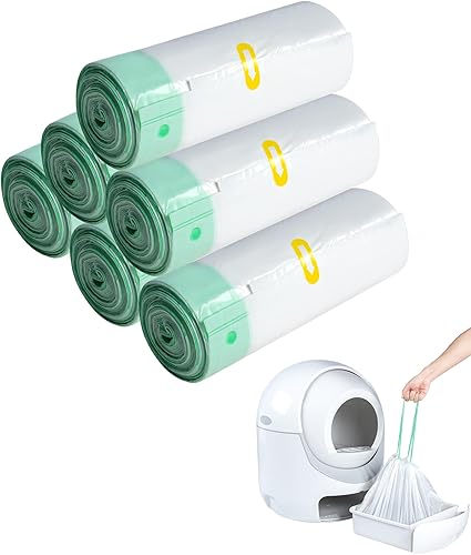 Vista 15 de ANWA 40 Count Cat Litter Box Liners for Automatic Cat Litter Box and Litter Box Robot 4/3, Heavy-Duty, Extra Thick Gatito rosa