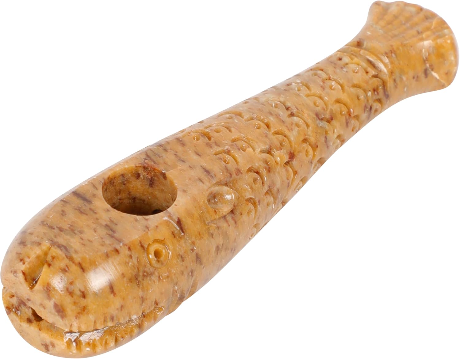 Handcrafted Unique Carved 4 Inches Natural Clay Fish Smoking Pipe With Brush Cleaner For Gifts