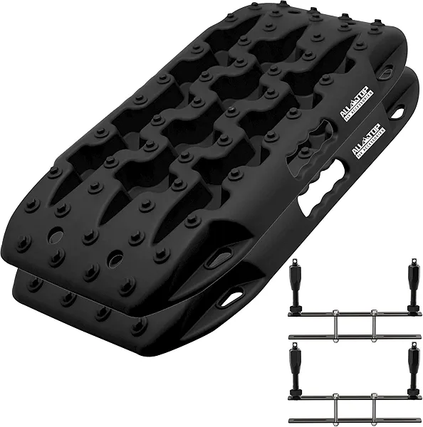 ALL-TOP Recovery Traction Boards Mini, Off Road Bendable Tire Friction Tracks for Sand Mud Snow, 2PCS & Mounting Kit (3rd Gen, Black)