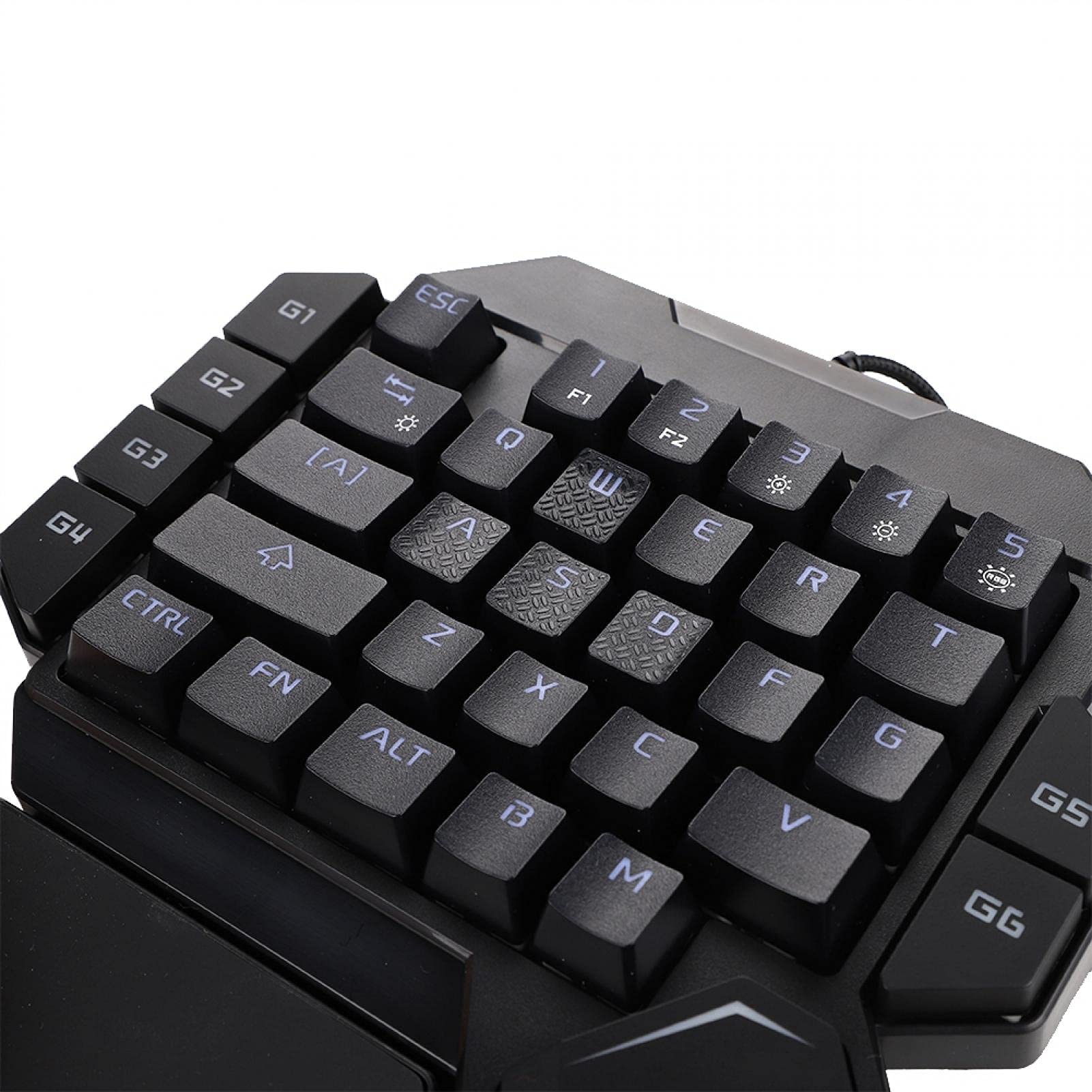 Tastiera meccanica a una mano, interruttore blu 35 tasti Tastiera meccanica da gioco luminosa retroilluminata RGB, con funzione di definizione macro, controller di gioco ergonomico per PC Gamer
