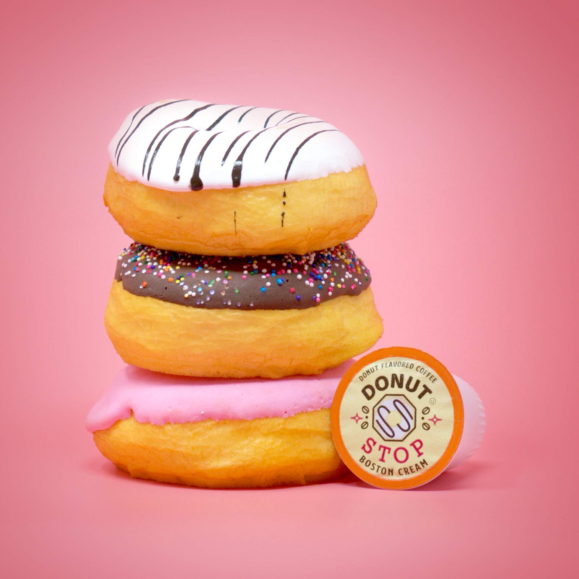 Donut Stop Cápsulas de café con sabor a café, compatibles con cafeteras 2.0 K-Cup, sabor Boston Cream Donut, 40 unidades