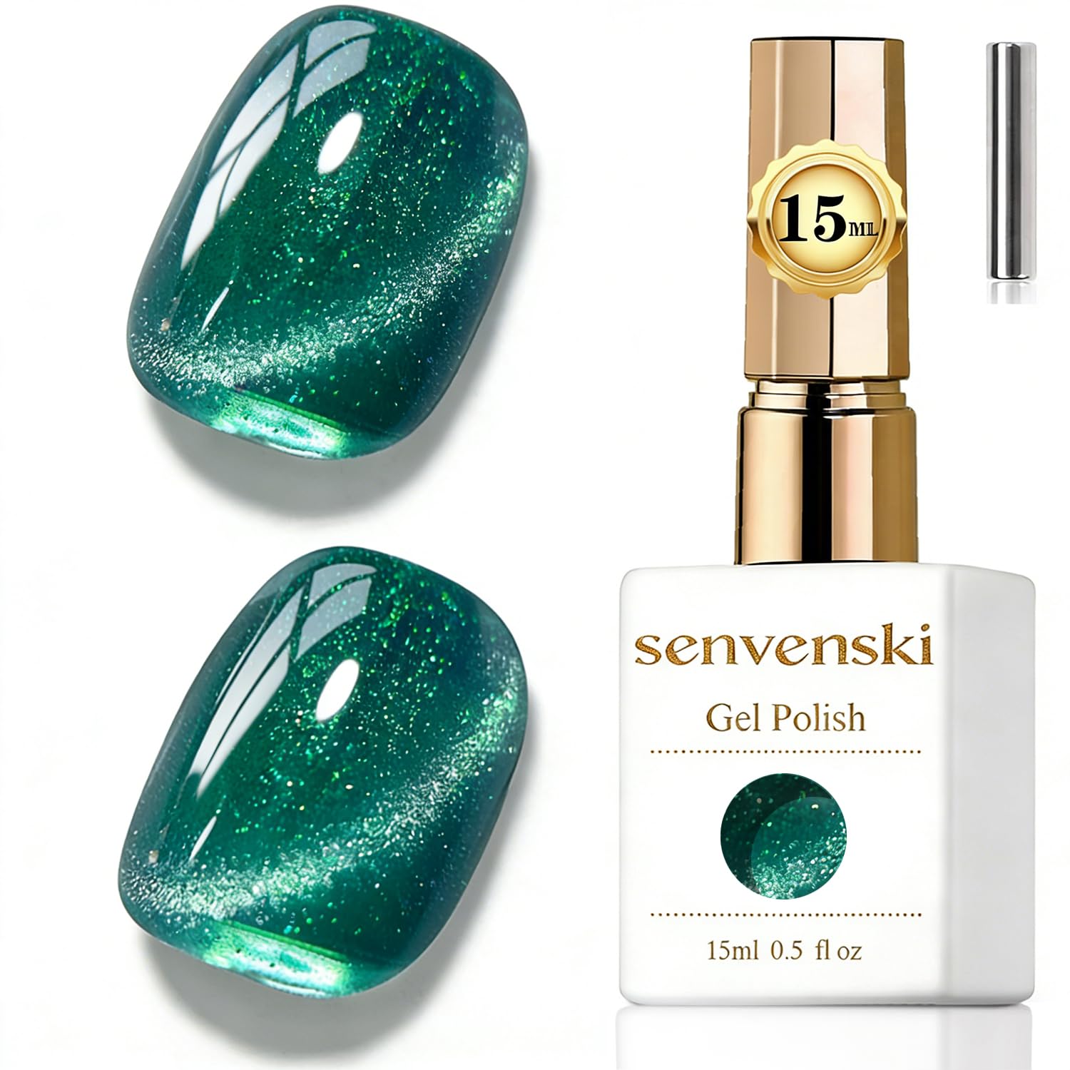 Senvenski Gelee Glas Cat Eye Gel Nagellack mit Magnet 15ML Magnetisch 3D Galaxie Holographisch Reflektierend Glitzernd Durchsichtig Farbe Gellack Salon Home DIY