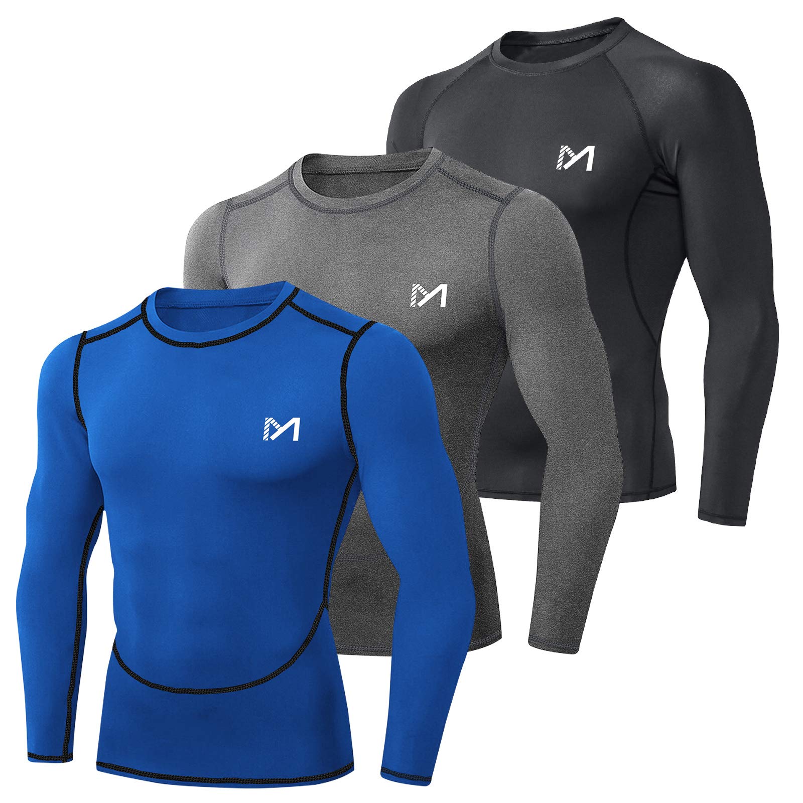 MEETYOO Kompressionsshirt Herren, Funktionsshirt Langarm Fitnessshirt Männer Sportshirt Atmungsaktiv Laufshirt für Laufen Jogging Sport Turnhalle