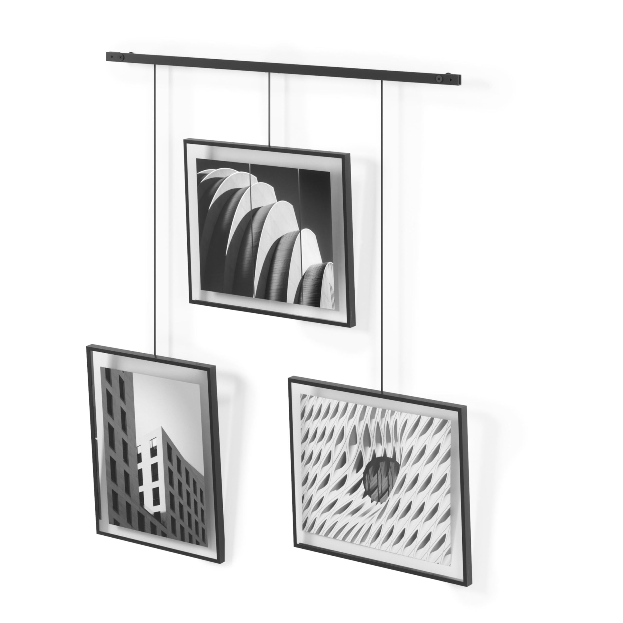 Umbra Exhibit fotoğraf kolaj resim çerçevesi - Yatay ve çapraz montaj için esnek resim çerçevesi seti, 3 fotoğraf, sanatsal baskı, resim, siyah, 3 çerçeve - 20 x 25 cm