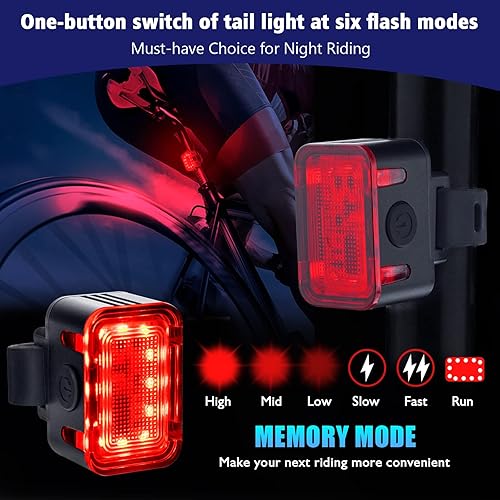 Miniatura 3 de Potente juego de luces recargables para bicicleta luces delanteras y traseras de bicicleta inteligentes multimodos ultra brillantes con focos y