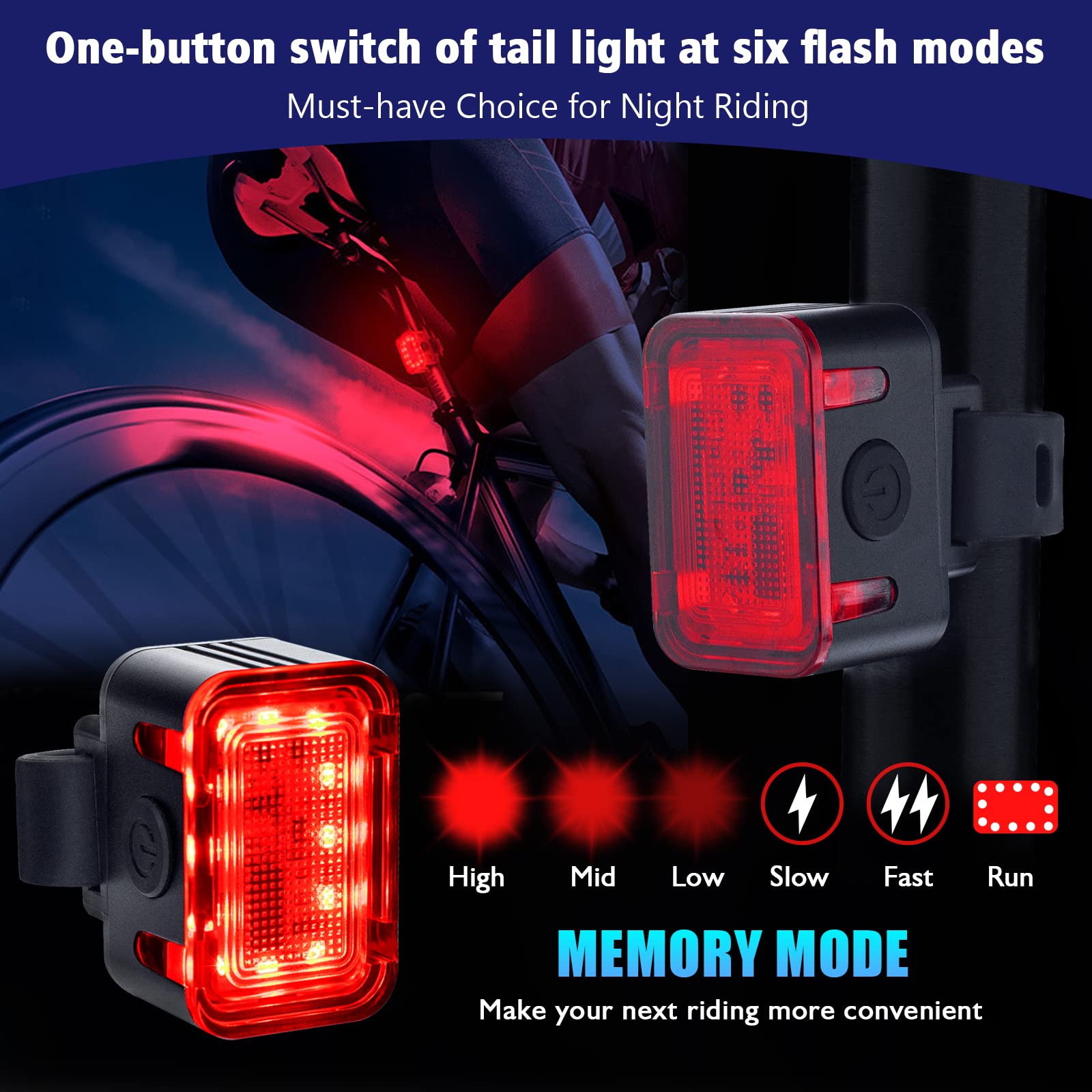 Set Luci Bici Ricaricabili USB-C, Anteriore E Posteriore, 5+6 Modalità, Impermeabile IPX6, Alloggiamento Alluminio, Ultra Luminoso Per Mountain Bike E Città