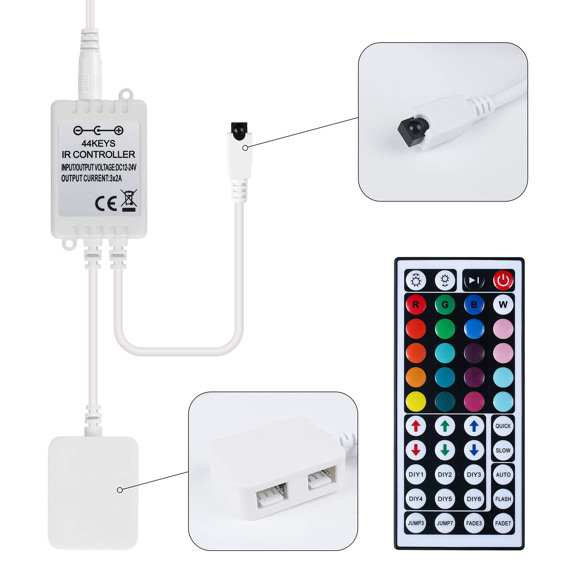 Set di 4 LED Clip Luminosa per Bordi in Vetro 16 Colori e 4