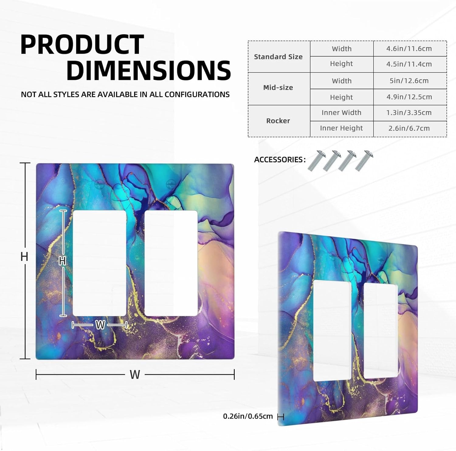 Purple Marble Blue Abstract Colorful Ombre Pink And Gold Double Rocker Wall Plate 2 Gang Light Switch Cover Electrical Switch Plate Receptacle Decorative Outlet for Bathroom Bedroom image 5