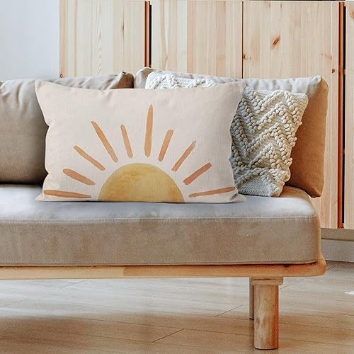 Miniatura 10 de HIWX Funda de almohada decorativa abstracta de estilo bohemio para sofá, cama, habitación, decoración bohemia de 12 x 20 pulgadas (azul)