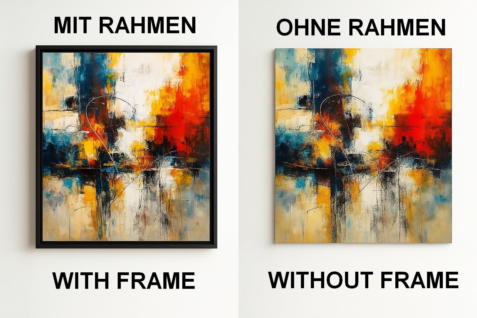 Schattenfugenrahmen schwarz für Leinwandbilder auf Keilrahmen|Größe: 75x100 cm| Rahmen ohne Glas und Rückwand