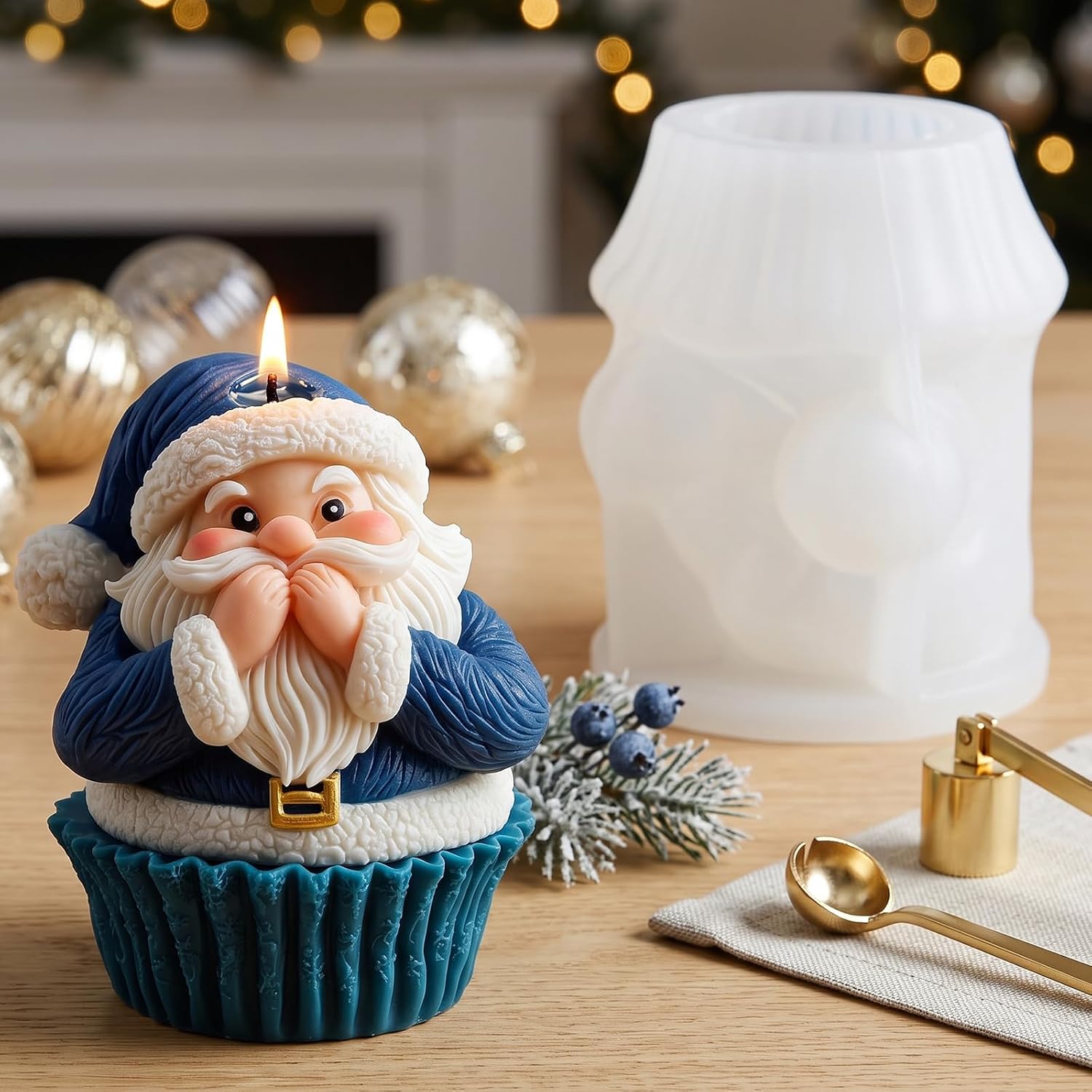 Santa Claus Candle Silicone Molds Santa Claus Cupcake Candle Mold