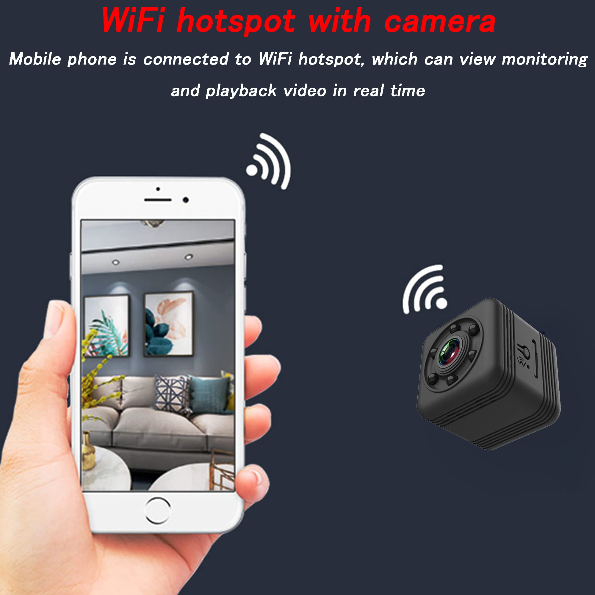 SDEQA Caméra Espion Étanche Mini WiFi Caméra Cachée 1080P HD Caméra Nounou sans Fil avec Vision Nocturne Détection De Mouvement pour Bureau, Maison, Voiture