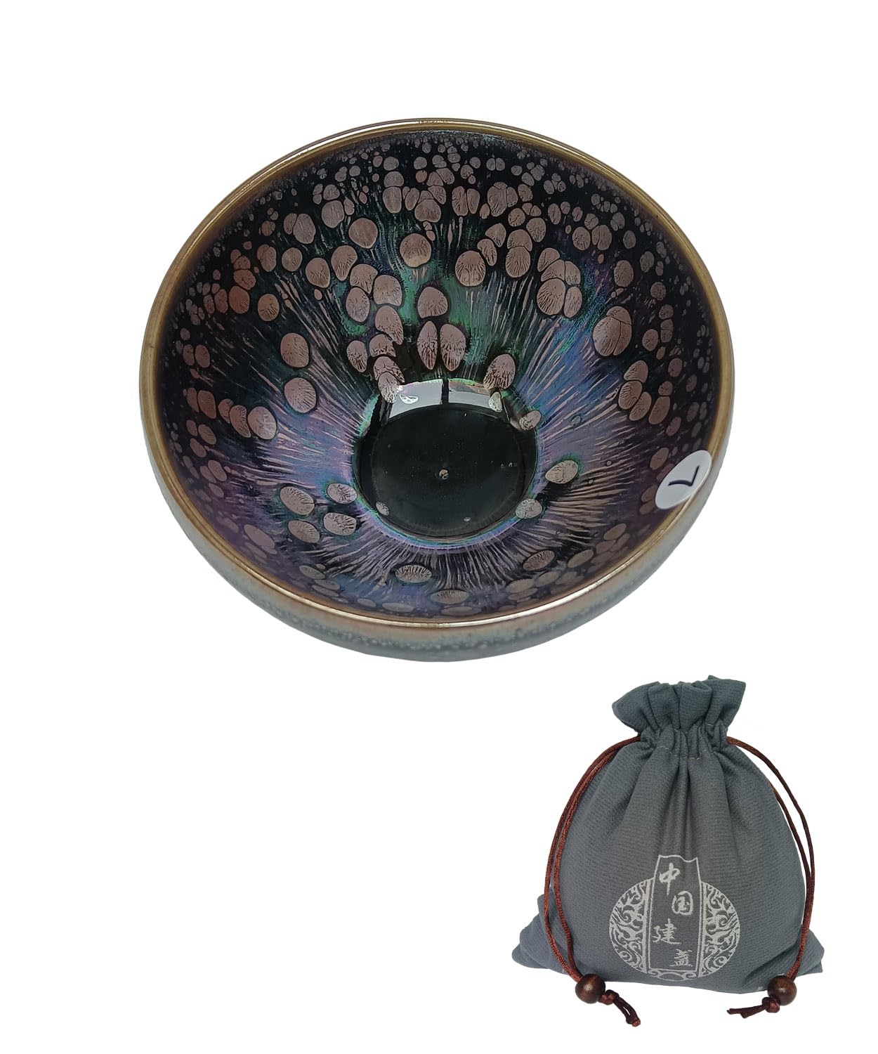 Apingjenz Tenmokus Tea Cups Colorful Oilspot Glaze,120ml Porcelain Tea Bowls Chinese Traditional Jian Ware Kiln Change Jianzhan