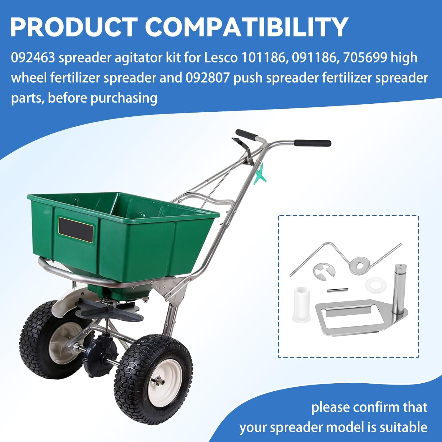 Eudaimonia 092463 Spreader Agitator Kit for Lesco 101186, 091186, 705699 High Wheel Fertilizer Spreader and 092807 Push Spreader