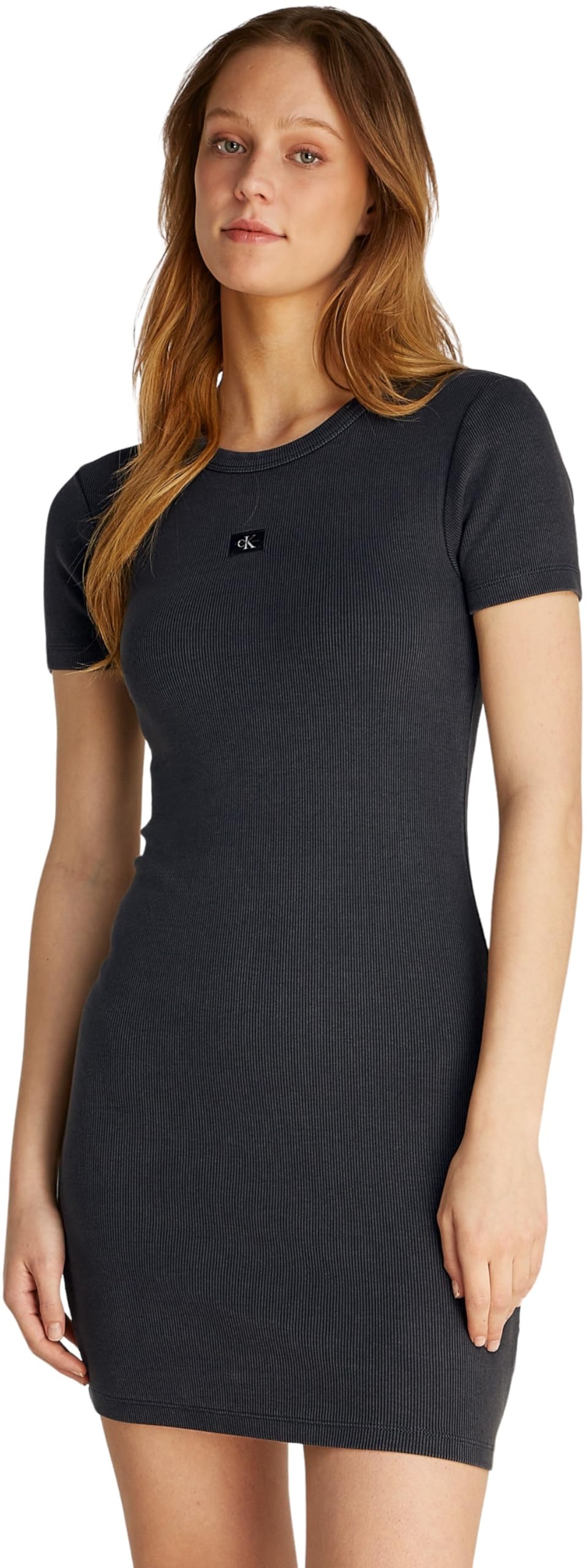 Calvin Klein Sukienka Bodycon Kobiety Washed Woven Label Rib Dress J20j225265