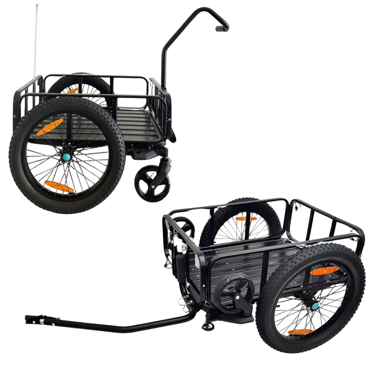 Rimorchio per bicicletta 2 in 1 – Red Loon in alluminio BAC502 – 100 litri – pneumatici extra larghi da 20" – max. 60 kg – Rimorchio per biciclette da 26 – 28" – Carrello a mano
