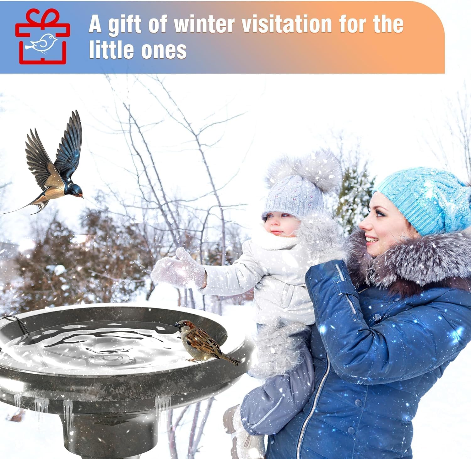 Bird Bath Heater for Outdoors in Winter, Birdbath Water Heater 120 W Pond De-Icer, Bird Bath Deicer Full-Covered Aluminum, Birdbath Heater Thermostatcally Controlled Auto Shut Off for Winter - Image 7
