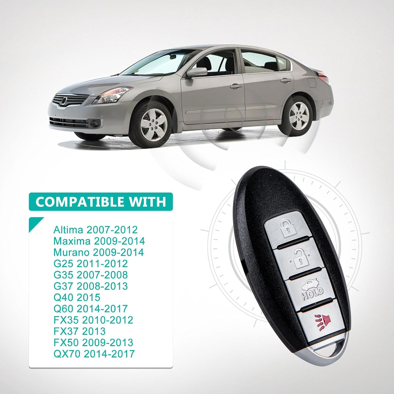 New Replacement Keyless Entry Remote Ignition Key Fob Smart Prox for Nissan Altima Maxima G35 G37 KR55WK48903,by AUTOKEYMAX (Pair)
