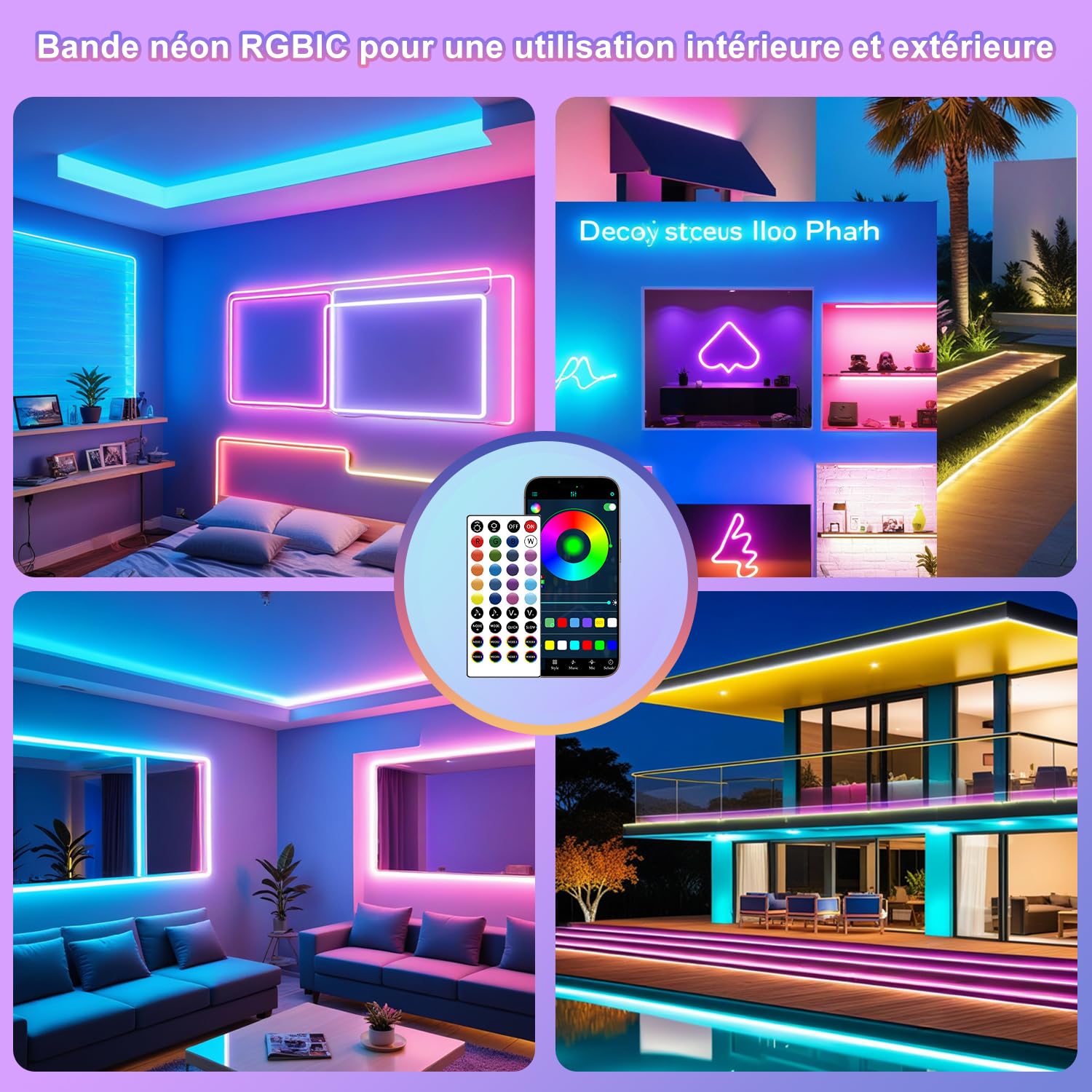 Ruban LED RGB 10M 840 LEDs Bande LED Bluetooth IP67 avec Adaptateur 24V 1.5A CE Contrôle App pour Décoration Jardin Terrasse Extérieur