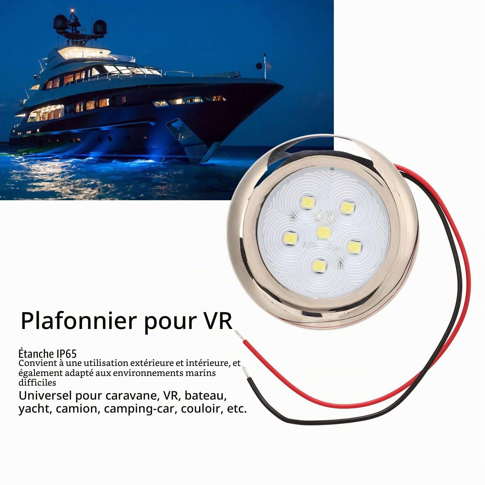 Plafonnier LED pour Camping-car, étanche IP65, 12 V, éclairage Blanc pour Bateau, Camping-car, Caravane, Camion, Lumière de Courtoisie Marine Idéale et éclairage de Console de