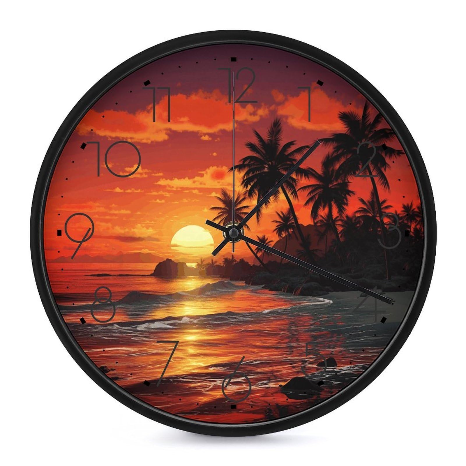 Horloge murale tropicale en version classique analogique pour bureau élégant