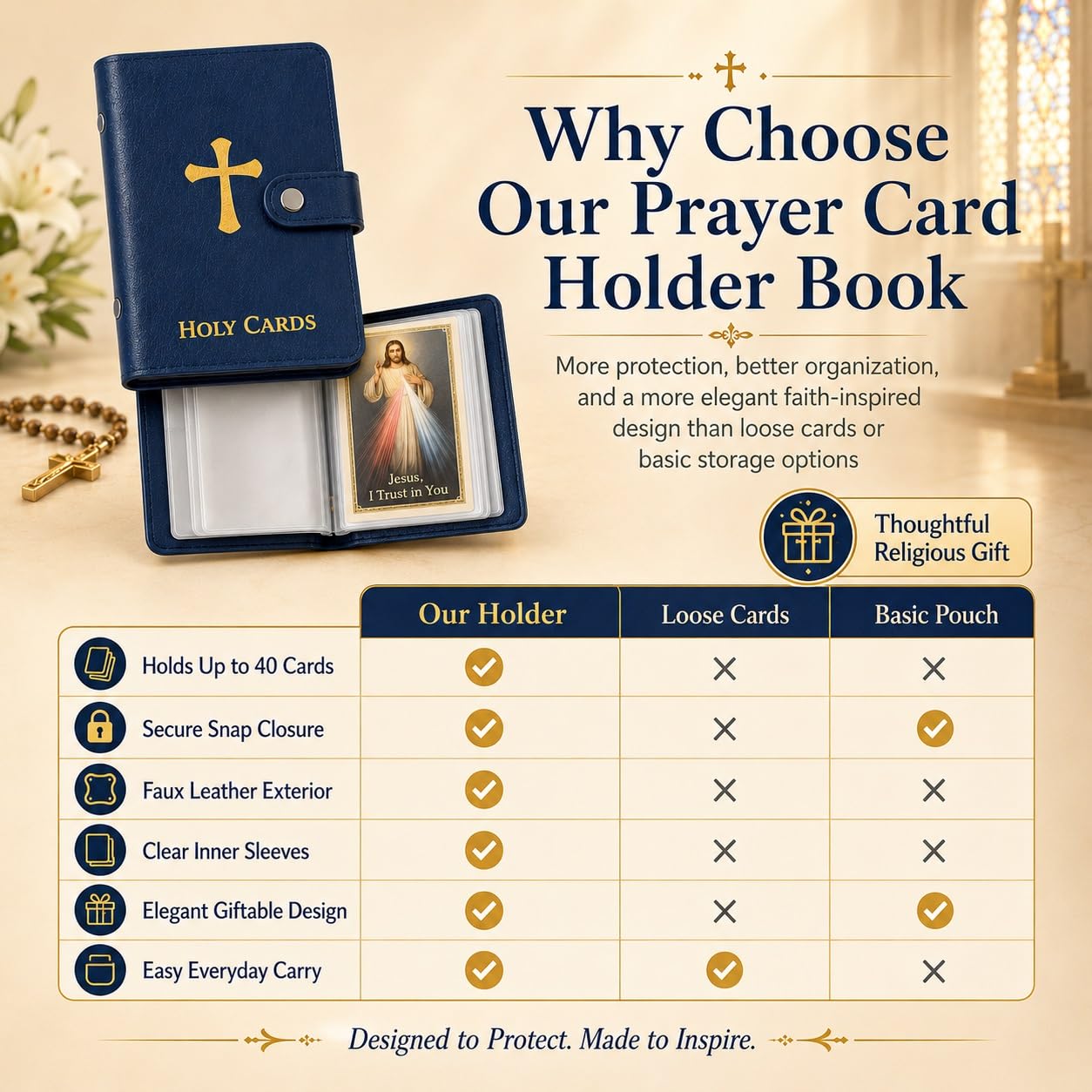 Portatarjetas De Oración, Libro Católico Piel Sintética, Organizador Sagrado Con Cierre a Presión, Estuche Transporte Para Tarjetas Funerarias Religiosas álbum Recuerdos Capacidad 40(Mix2f)