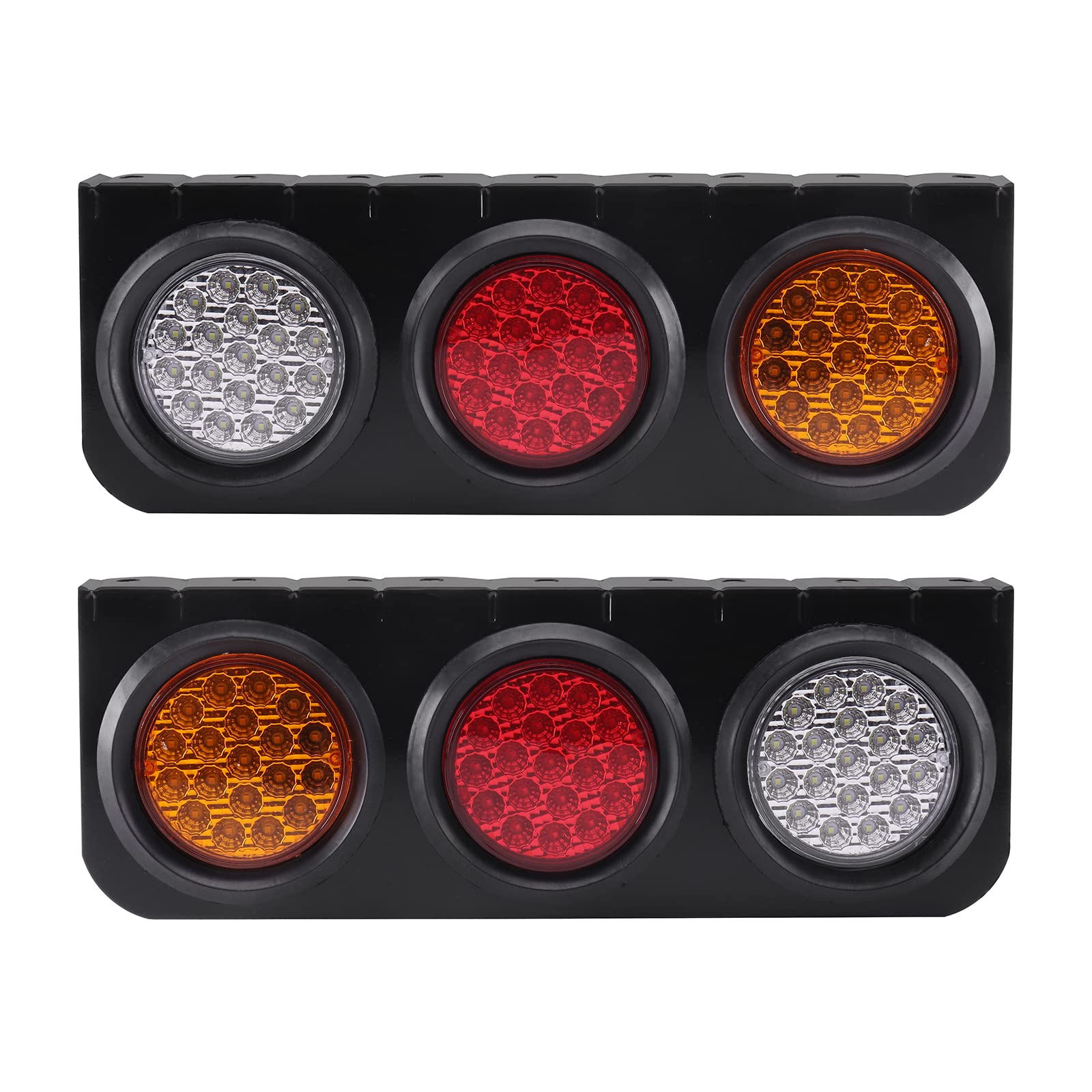 2Pcs LED Truck Tail Light Bar Fit for 12-24V DC Truck Trailer RV Camper, Red White Amber Tail Light Stop Lamp Turn Signal with Iron Bracket Base