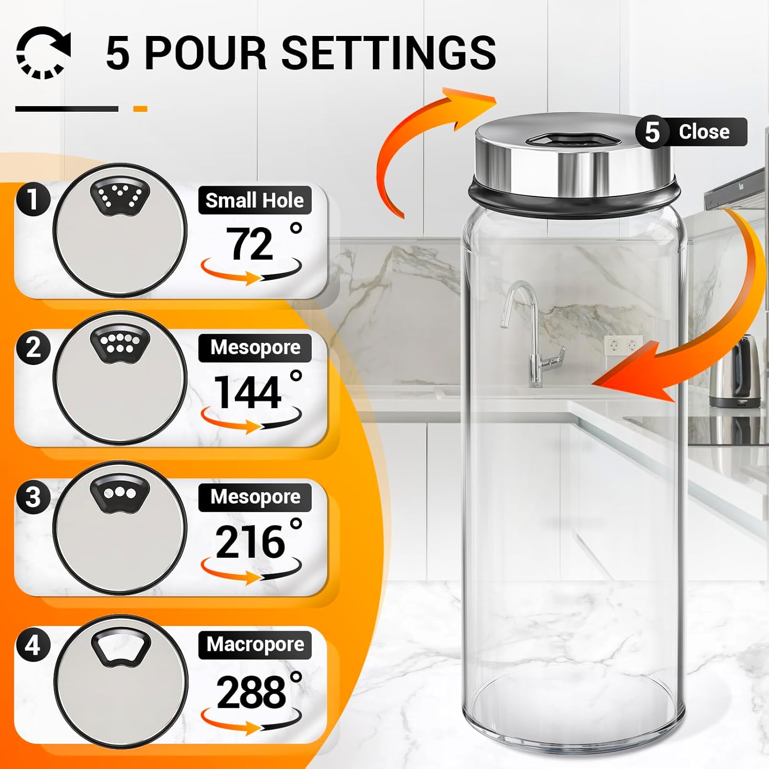 Segarty Glass Spice Jars with Label, 6 Pack 10 oz Clear Empty Spice Jar with Shaker Lids, Salt Pepper Shakers with Ajustable Holes, Seasoning Bottles Set with 136 Stickers, 1 Chalk Pen and 1 Brush