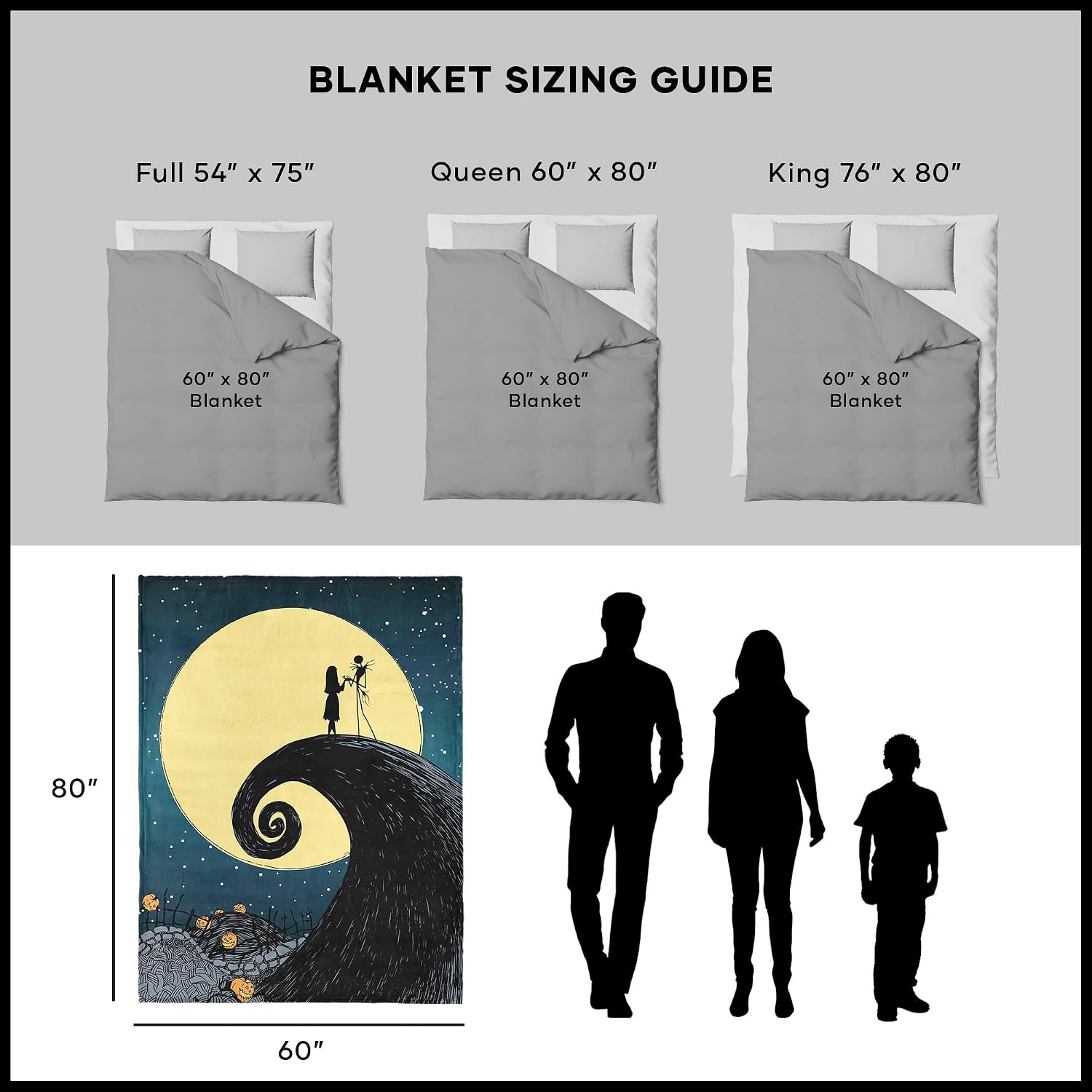 Disney Nightmare Before Christmas Starry Night Silk Touch Throw Blanket, 60x80 inches