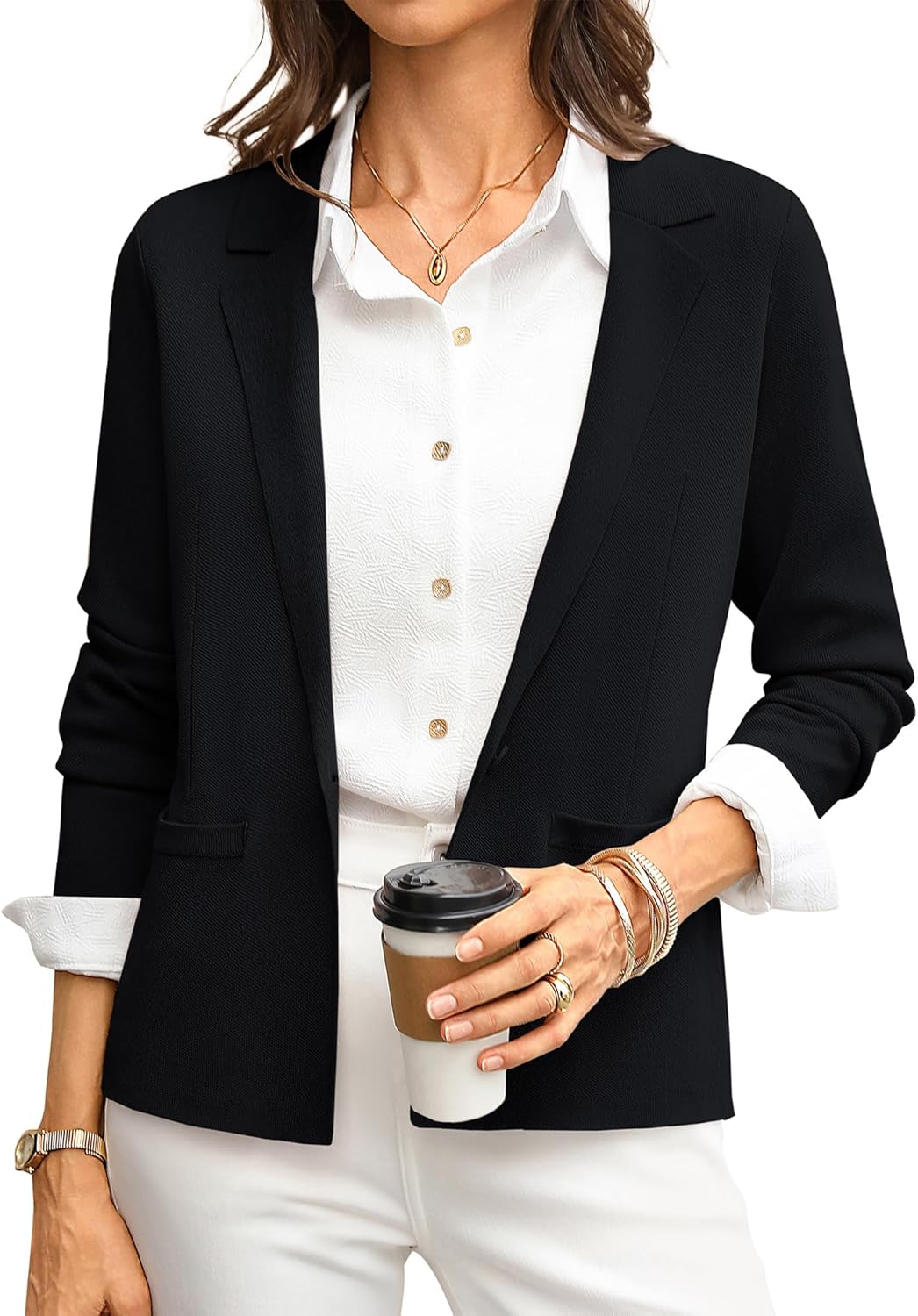 GRACE KARIN Women Sweater Blazer Business Casual 2026 Knit Suit Jackets Long Sleeve Lightweight Cardigan Work Office