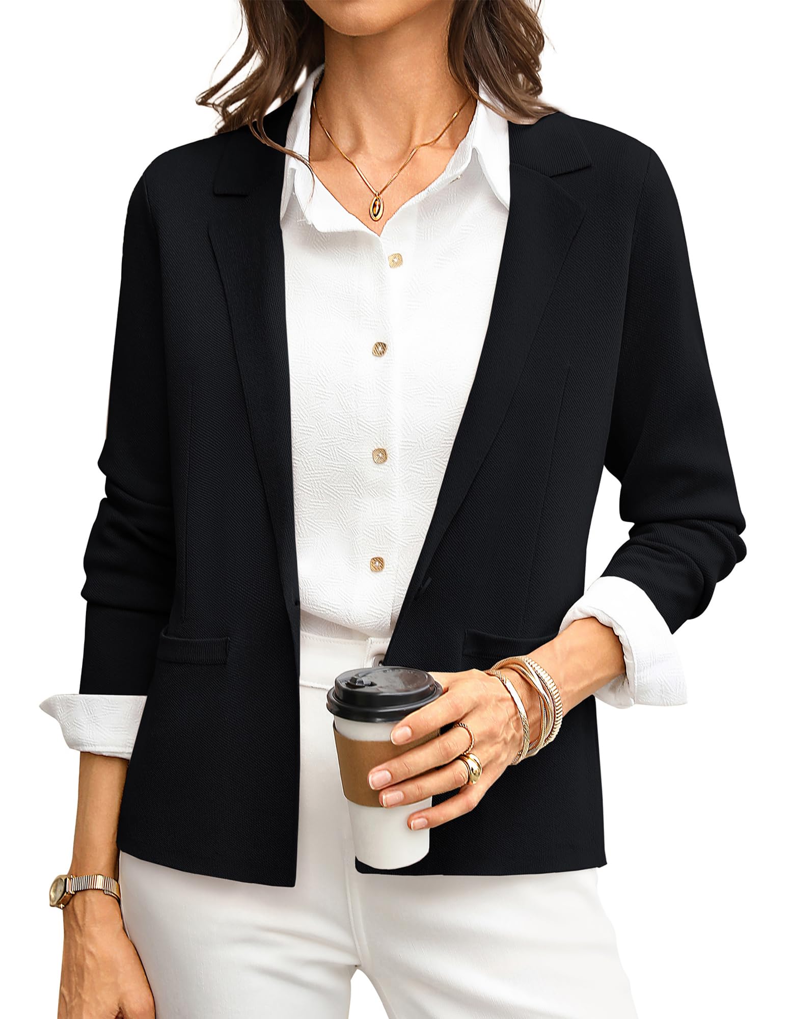 GRACE KARIN Women Sweater Blazer Business Casual 2025 Knit Suit Jackets Long Sleeve Lightweight Cardigan Work Office
