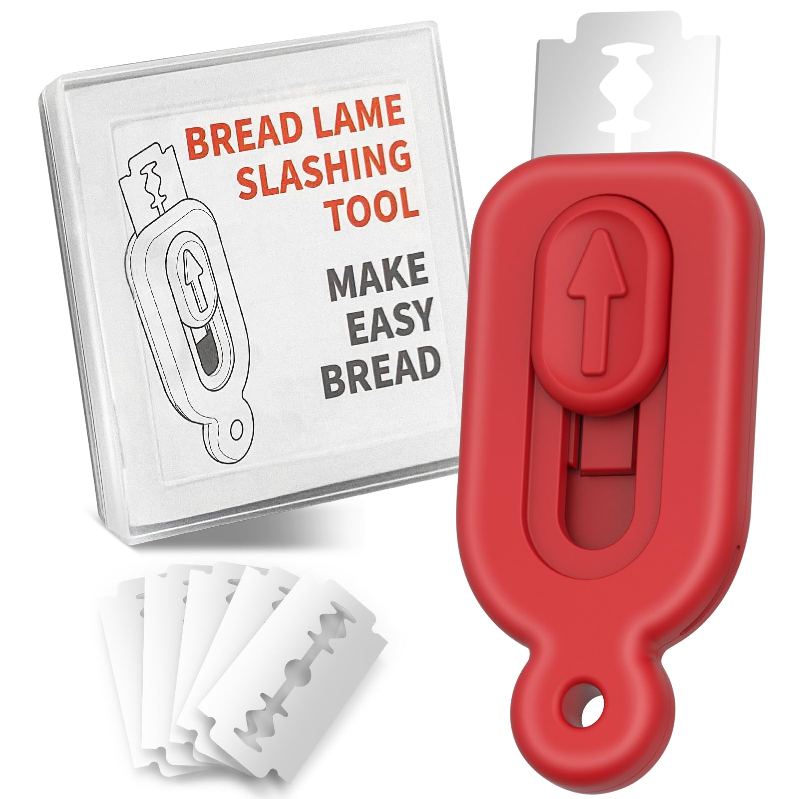 Bread Lame Dough Scoring Tool,2pcs Sourdough Bread Scorer Bread Making Cutter Blade with 10pcs Blades for Homemade Bread Baking Making Tools Supplies (1pcs Red)