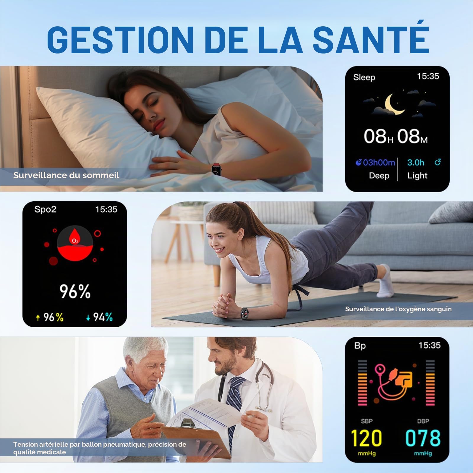 Smart Watch pour Hommes Et Femmes, ÉCran Retina HD De 1,92 Pouces, 100+ Modes Sport, 30+ Langues, Bluetooth 5.0ble, Algorithme Intelligent AI, Batterie 30 Jours, ECG Insights, pour Spo2