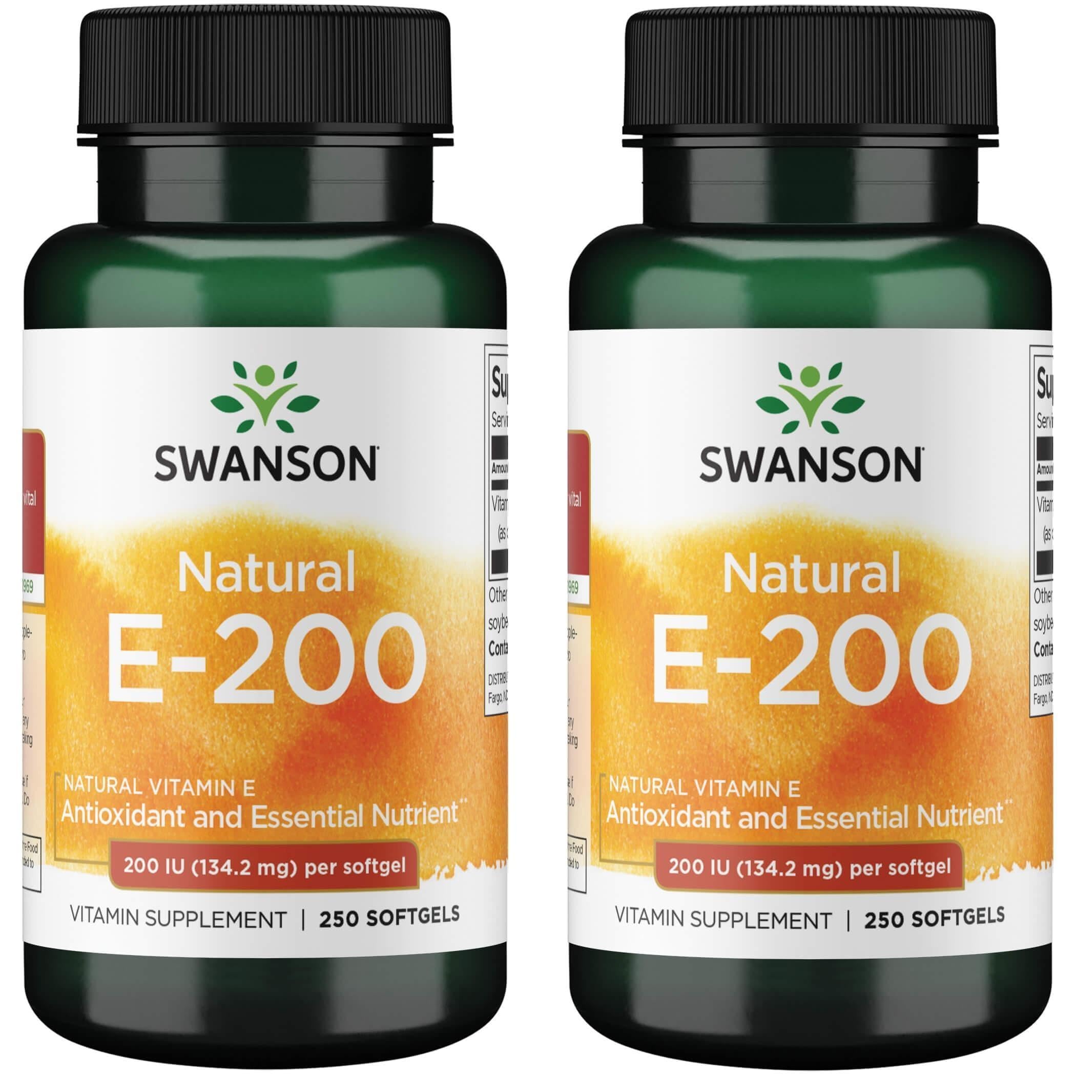 Swanson Vitamin E Heart and Tissue Protection 200 IU, 250 Softgels, 2 Pack 250 Count (Pack of 2)