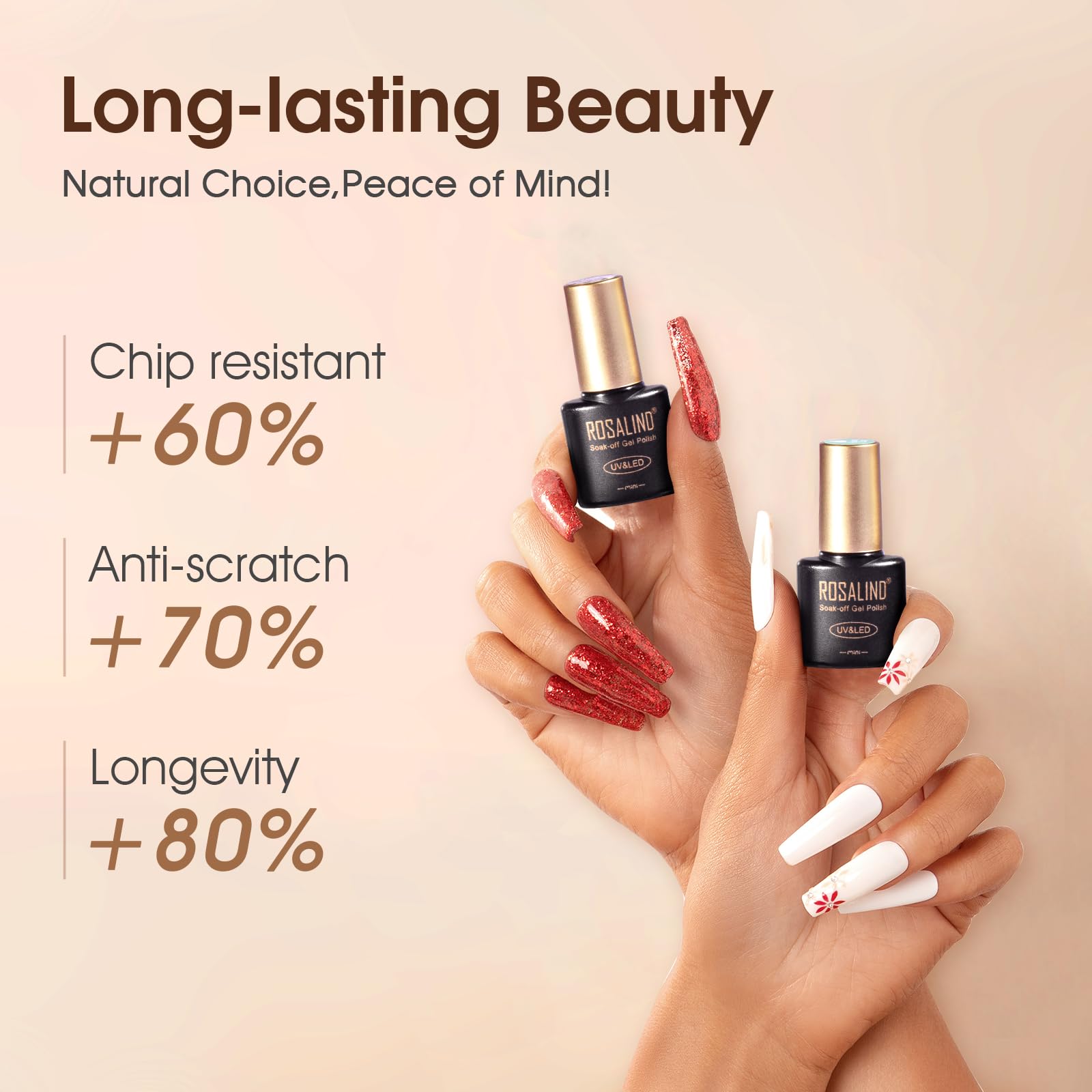 ROSALIND Base et Top Coat Vernis Semi Permanent, 8PCS Primer et Nail Prep Déshydratation Kit, Matt et Paillettes Top Coat UV LED Soak Off Vernis Gel Semi-permanent Manucure Kit
