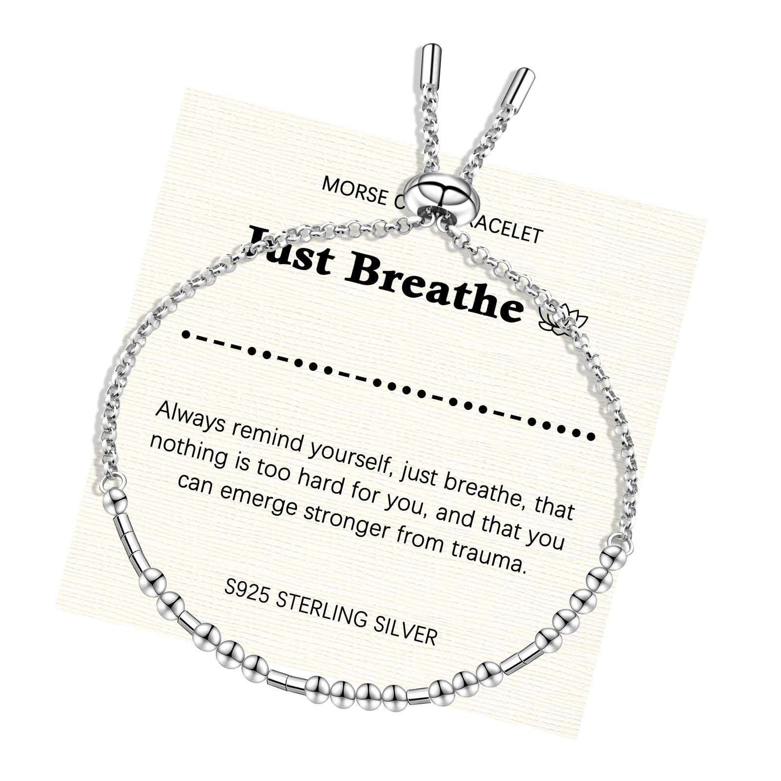 Helonley Morse Code Bracelet - 925 Sterling Silver Inspirational Bracelets