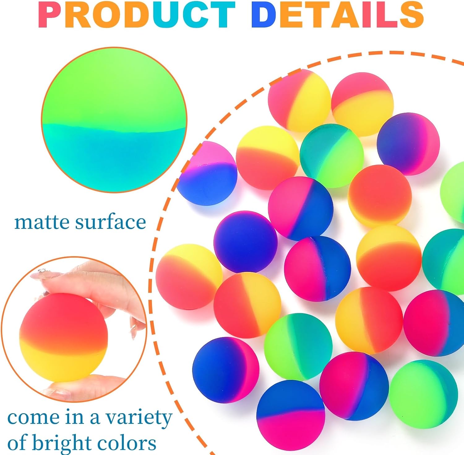 Goaste 30 Pack Bouncy Balls for Kids, 1.8 Inch/45mm Large Rubber Bounce Ball Bulk, High Bouncing Balls Assorted Colors for Boys Girls Birthday Party Favors and Carnival Prizes, Gifts